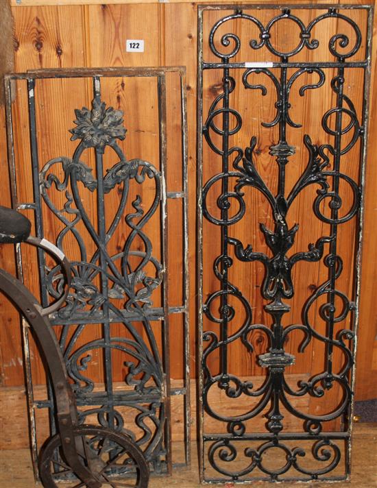 3 French wrought iron window panels